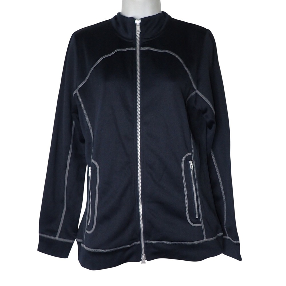 Clique Women's Full Zip Athletic Track Jacket Mock Neck Black Size Small